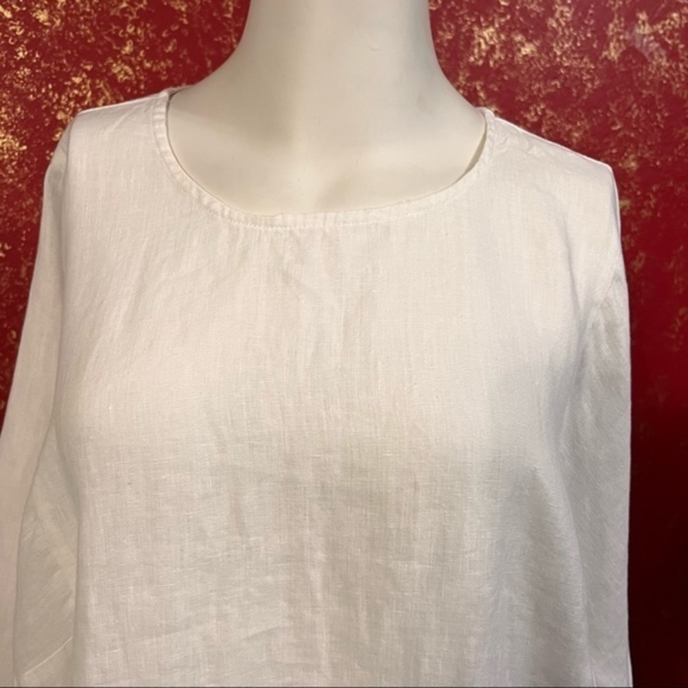 PURE JILL LINEN J.JILL OMBRE NAVY LINEN KIMONO SLEEVES TOP SHIRT BLOUSE L - Picture 7 of 15